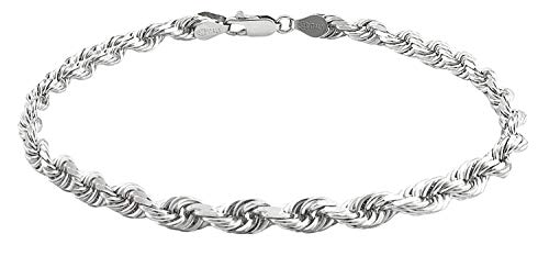 Savlano 925 Sterling Silver Rope Chain Bracelet For Women & Men - Made in Italy Comes With a Gift Box