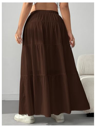 Image of Verdusa Women's Long Maxi Skirt Boho Flowy Flared Ruffle Skirts 2026 Beach Vacation Summer Going Out Outfits