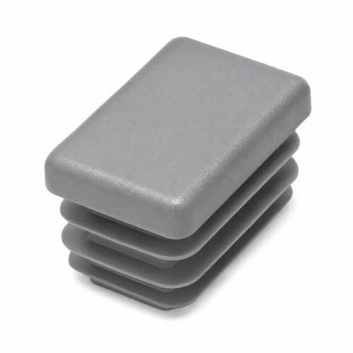 Image of (Pack of 40) Rectangular Plastic Plugs 25 /32 inch x 1-3 /16 inch (20 x 30 mm), Matt Tube Inserts, Fence Post Caps, Window Gray RAL 7040