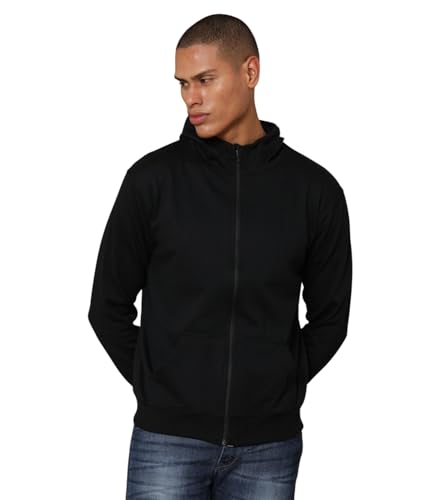 Image of REPUBLIC Cotton Fleece Regular Fit Hooded Sweatshirt Full Sleeves Solid Jumper Sweatshirt for Men