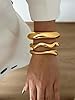 RchSLK 3Pcs Chunky Gold Bangles Bracelets, Spring Hinged Bangles Stackable Set Trendy Cuff Bracelet Fashion Jewelry Gifts for Women #4