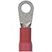 Panduit PV8-38R-QY Ring Terminal, Large Wire, Vinyl Insulated, 8 AWG Wire Range, 3/8" Stud Size, Red, 0.04" Stock Thickness, 0.280" Max Insulation, 0.59" Terminal Width, 1.64" Terminal Length, 0.39" Center Hole Diameter (Pack of 25)