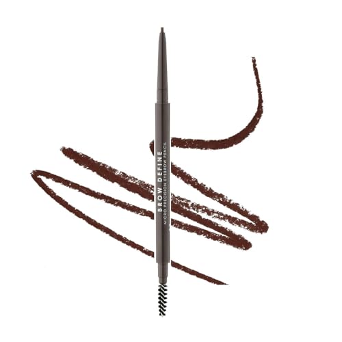 MUA Makeup Academy Brow Define Dark Brown Micro Eyebrow Pencil with Spoolie Brush For Dark Hair (Pack of 1) - Vegan & Cruelty Free