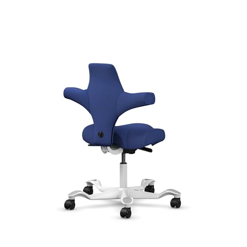 Image of HAG Capisco Standard Chair-White Frame-Upholstered Cobalt Blue