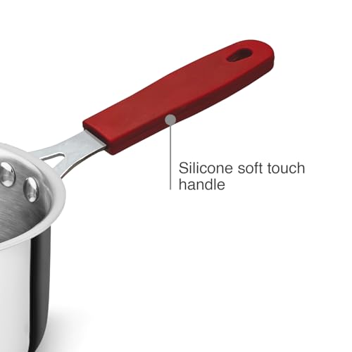 Image of Bergner Tripro Triply Stainless Steel 14cm (1.1 L) Saucepan /Teapan, Faster and Even Heat Distribution, Ergonomic Stay Cool Handle, Healthy Cooking, Easy to Clean - Induction and Gas Stove Ready
