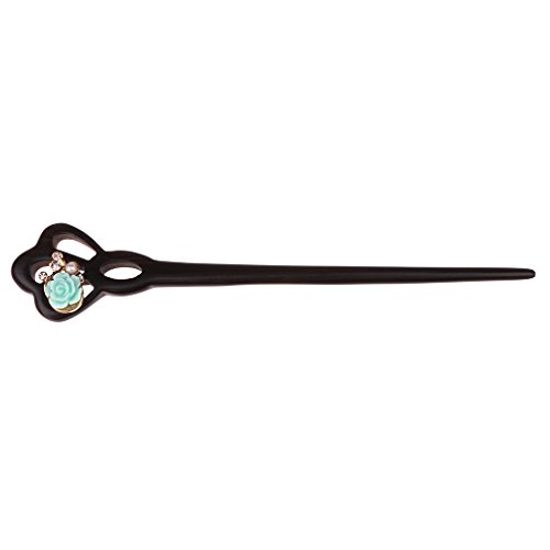 Gazechimp Palillo Horquilla Retro de Madera de Pelo Decoración de Cabello de Mujeres - Azul