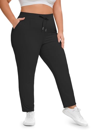 COOTRY Women's Plus Size Pants 7/8 Stretch Sweatpants Golf Athletic Travel Work Casual Joggers with Deep Pockets4