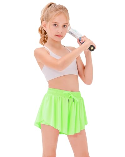 Image of Stelle Girls Flowy Shorts with Pockets Athletic Running Skirt High Waist Butterfly 2 in 1 Sports Short 5-16 Years