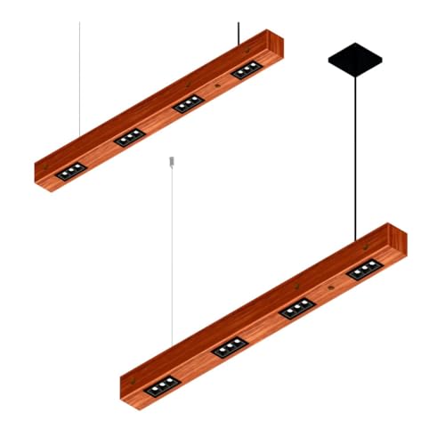 Luminaria Pendente Perseu 24w com 4 Spots Led - Madeira Maciça