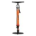 P4B | Standpumpe aus Stahl | Luftpumpe für FAHRRADREIFEN, BÄLLE, LUFTMATRATZEN | Breiter und Stabiler Kunststoff-Fuss | Fahrradpumpe für alle Ventile (Orange mit Manometer)