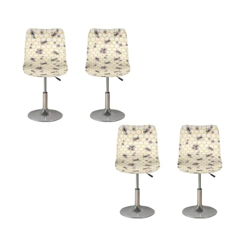 Image of Honeycomb Bee Stools Bar Height Washable Seat Covers for Anti-Scratches Spills Chair Covers with Barstool Covers Slipcovers with Back
