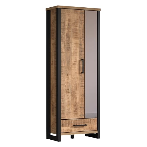 trendteam smart living – Enna – Garderobenschrank – Mango/Schwarz – Schrank mit 2 Türen, 1 Konstruktionsboden und 1 Schublade – (BxHxT) 73 x 195 x 39 cm – ausziehbare Kleiderstange trendteam smart living – Enna – Garderobenschrank – Mango/Schwarz – Schrank mit 2 Türen, 1 Konstruktionsboden und 1 Schublade – (BxHxT) 73 x 195 x 39 cm – ausziehbare Kleiderstange