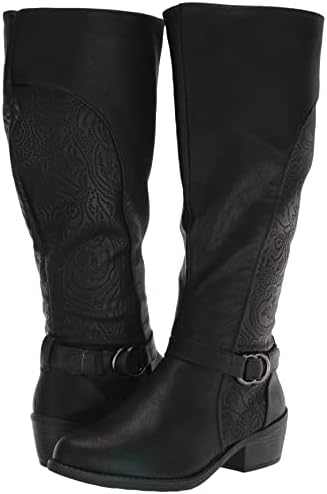 Easy Street Women's Luella Tall Boot Plus Fashion, Black/Black Embossed/Gore, 7.5 | Image 6