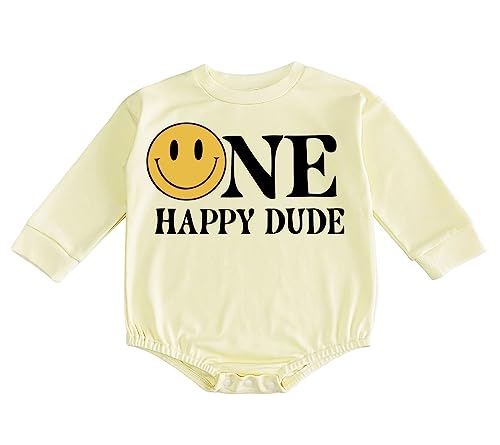 Image of Personalized Short Sleeve Tee Infant Family Matching Outfit 1st Birthday Shirts One Happy Mom/Dad/Dude T-Shirts ((Infant Baby) 6-12 Months, Long Sleeve Sweatshirt-One Happy Dude)