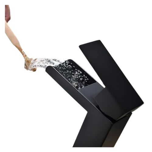 Mitigeur de lavabo cascade noir mat avec tuyau pour évier