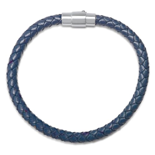 Pulsera de cuero y plata esterlina para hombre miniatura 1