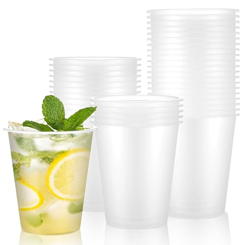 Fovths Lot de 50 gobelets en plastique mat de 360 ml - Gobelets de fête transparents réutilisables - Gobelets de fête en plastique rigide mat - Verres à...
