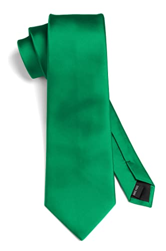 Image of HISDERN Mens Solid Color Ties Formal Satin Necktie and Pocket Square Set Classic Wedding Business Tie & Handkerchief