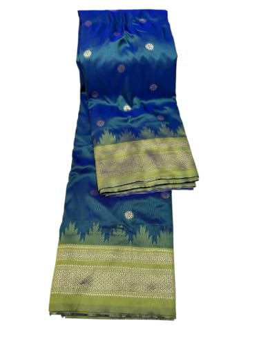 Generic peacock blue paithani silk saree in soft silk – image 5