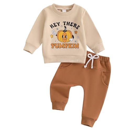 Halloween Baby Boy Clothes Toddler Pumpkin Sweatshirt Long Sleeve Shirt Top Pocket Pants Fall Outfit