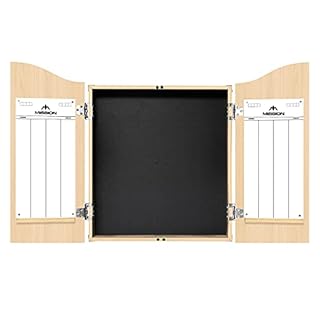 Mission Darts CAB021 | Deluxe Heavy Duty Dartboard Cabinet With Markerboards, Light Oak
