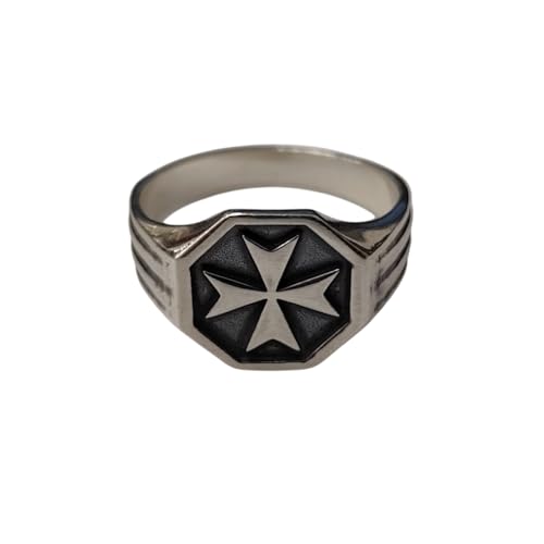 Chevalière Croix de Malte en argent 925 massif pour homme