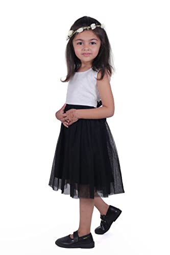 Image of TAGAS Baby-Girl's Valantino & Net Fit and Flare Standard Length Dress (KD-405-PINK-7 Pink 7 8 Years)
