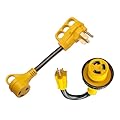 RV Power Adapter Camper Cord-50amp Male to 30amp Female NEMA14-50P to TT-30R + 15amp Male to 30amp Female with Twist Locking NEMA 5-15P to L5-30R,12 Inch 10/3 STW
