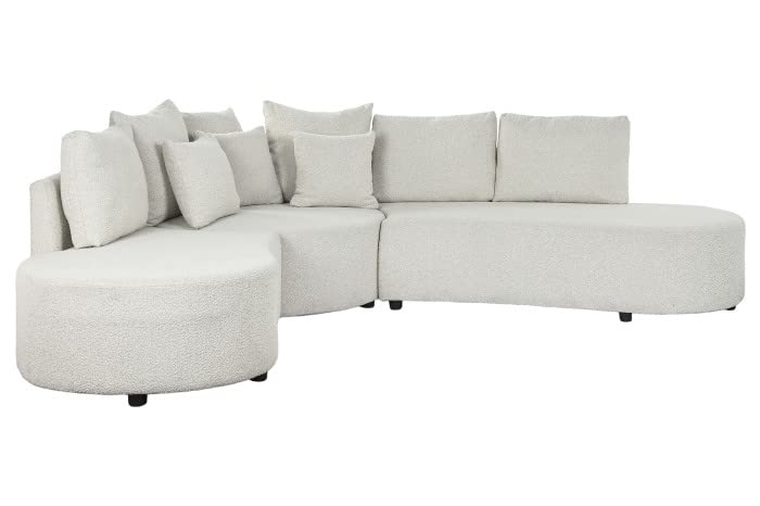 Sofa Modular Redondeado desenfundable de diseño Moderno de Multiples Posiciones Blanco 180X90X75 cm Mesa