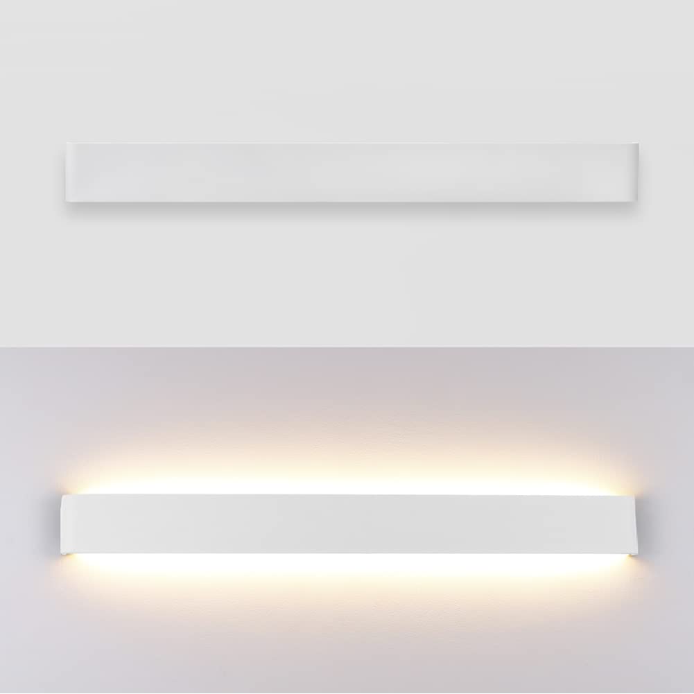 Klighten Lampada da Parete LED Interno 30W, 91cm Applique da Parete Alluminio Moderne, Lampada Muro Up Down per Soggiorno, Camera da Letto, Corridoi, 3000 Lumen, Bianco Caldo 3000K, Bianco