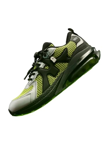 Image of The Souled Store Urban Blaze: Green Lab Sneakers - Metallic PU & Mesh Upper | Samurai PU Insole | Lightweight EVA Midsole | Men's Stylish Low Top Sneakers