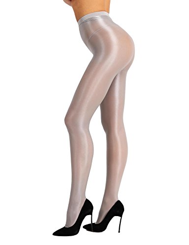 Image of ranrann Women's Ultra Shimmery Stretch 70D Thickness Footed High Waist Silk Stockings Pantyhose Tights