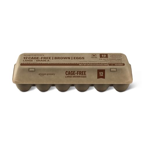 Amazon Grocery, Cage-Free Large Brown Eggs, Grade A, 12 Ct