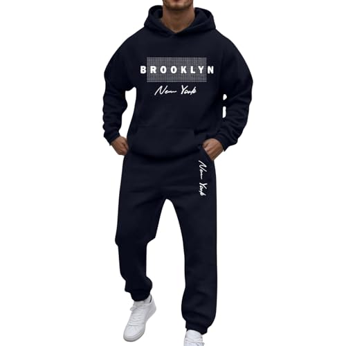 NNGOTD Mens Tracksuit Set Hooded Jacket Sweatsuits Jogging Tops Full Zip Joggers Sports Sweatsuit with 2 Pockets Lounge Wear Set Winter Tracksuit for Men UK Holiday Clothes (Men's Tracksuits,S)