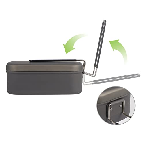 Spyminnpoo Camping Bento Box.aluminum Lunch Box Folding Handle Portable Stainless Steel Light Weight Cooking Bento Box For Outdoor Picnic (Natural Color Aluminum 800Ml With Skirt) #TOP2