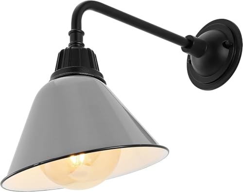 Image of JONATHAN Y Croydon 1-Light Gooseneck Barn Sconce 9.63 inch, Gray