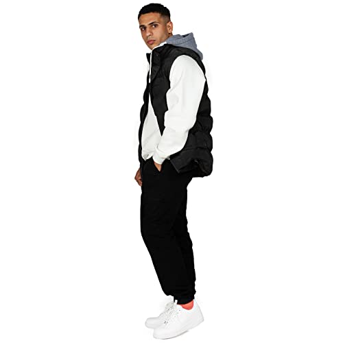 Corbuyit Black Vest Men's Men With Hood - Outdoor Casual Puffer Travel Warm Gilet Winter Outerwear Lightweight Fashion Insulated Sleeveless Sport Sweater Bubble Zipper Vests Xl #TOP4