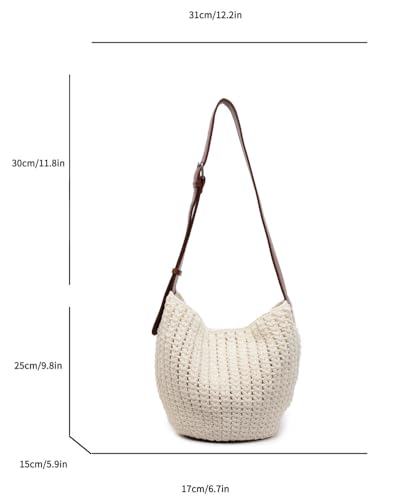 Pocadri Crochet Beach Shoulder Bag Women Hollow Knit Tote Handbag Summer Woven Purse Bucket Satchel Shopping Commuting4