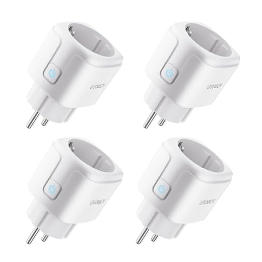 UPXNBOR Smart Steckdose 16A Mit Strommessung - WLAN Smart Home Funktioniert Mit Alexa, Google Home - Timer & APP Fernzugriff, Kein Hub Notwendig, Nur 2.4GHz WiFi (4er Pack)