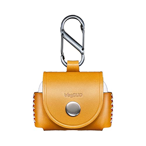 Vogduo Genuine Leather Airpods Pro Cover - Handcrafted Protective Case Anti-Lost Belt Loop With S Hook For Backpack, Compatible With Apple Airpod Pro/2 (Tan, Brown) #TOP3
