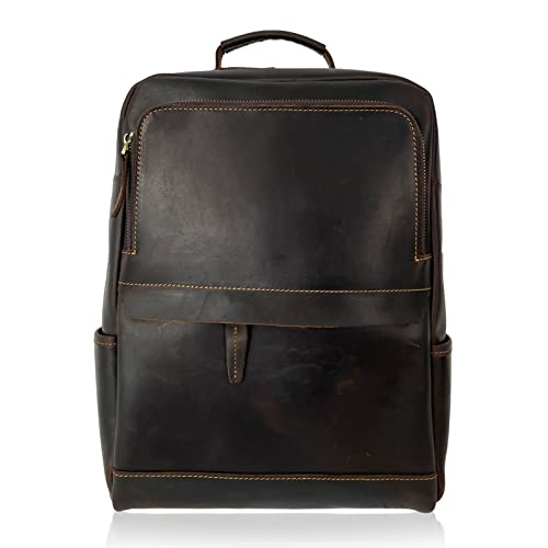 Classic Leather Laptop Backpack,Water Resistant Anti-Theft Travel Backpack,College Computer Bag Gifts Fits 15.6'' Notebook #TOP13
