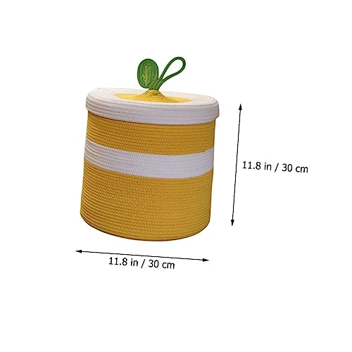 Cesta de almacenamiento de algodón amarillo PRETYZOOM para ropa sucia 3