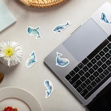 50 Pcs Blue Whale Vinyl Stickers,Fantasy Ocean Graffiti Stickers,Vinyl Waterproof Sticker for Kids Teens Girls,for Phone Laptop Bottles Skateboard Computer Phone Luggage Guitar Gifts Sticker - Image 3