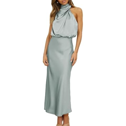 KOUNAI 2024 Summer Satin High Neck Dress Cover