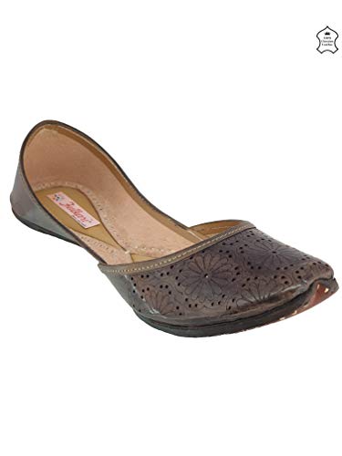 Women's Soft Leather Daily Casual Wear Jutis | Bite and Pinch Free Juti | Punjabi Jutti for Ladies | Flats Mojari Shoes | Phulkari Ethnic Flat for Girls |3