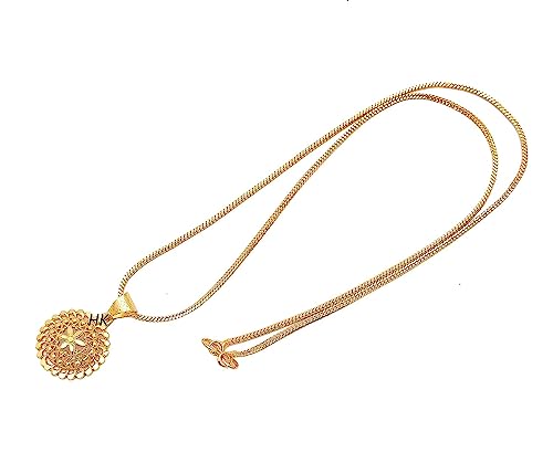 Image of Handicraft Kottage 1gm 22Ct Gold Plated chain with Pandent |latest & Stylish High Gold Plated Celebrity Inspired Gold Chain /Necklace /Jewellery Set /Fashion jewellery for Mens,Womens Girls