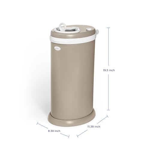 Image of Ubbi Stainless Steel Diaper Pail, Odor Locking, No Special Bag Required, Award-Winning, Registry Must-Have, Taupe
