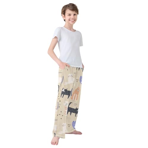 Boys' Pants Animal Cute Colorful Cats Kitten Long Bottoms Jogger Pants Elastic Waist Trousers with Pockets S-XL4