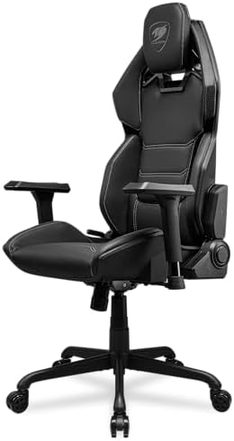 Cougar Hotrod Ergonomic and Comfortable Gaming Chair with Head and Lumbar Support, Steel Frame and Base, Reclining Backrest, Tilt Mechanism, Premium Hyper-Dura Leatherette, 3D Armrest, Black