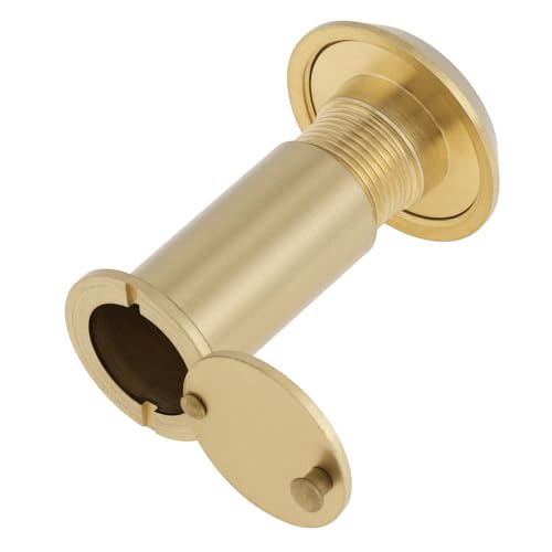 HOJLKLD Türspion, Türspion, massives Messing, 200 Grad Türspion mit 16 mm Bohrer, 1,6 cm Rohrdurchmesser Spion mit robuster Sichtschutzabdeckung für 3,5 cm bis 6,4 cm Türen (Gold)